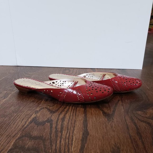 Jessica Simpson Red Leather Flats / slides - Picture 3 of 6